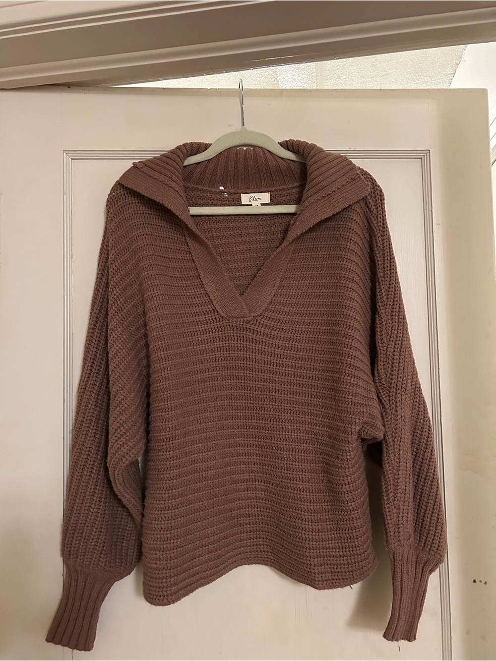Elan Mauve Brown V-Neck Pullover Sweater